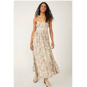 Free People Charlie Bustier Metallic
Floral Maxi Dress In Ivory Combo